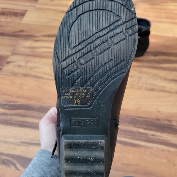 TOP MODA Black Double buckle Booties Size 7.5 - Picture 5 of 7